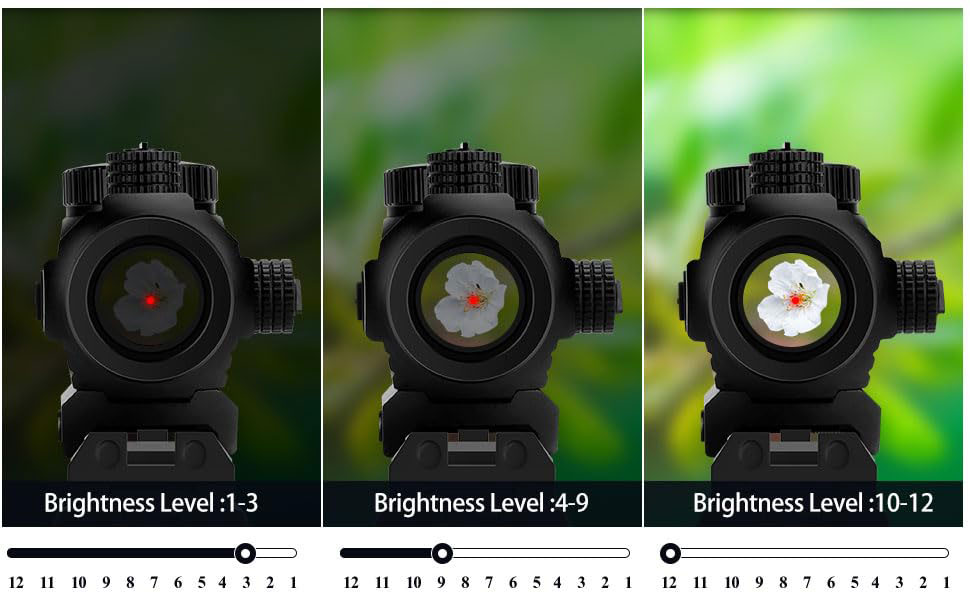 red dot scope with 12 brightness levels