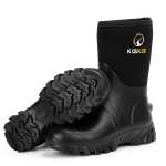 Kalkal 12" Mid Calf Waterproof Farm Boots, Rubber Boots For Work Hunting Fishing