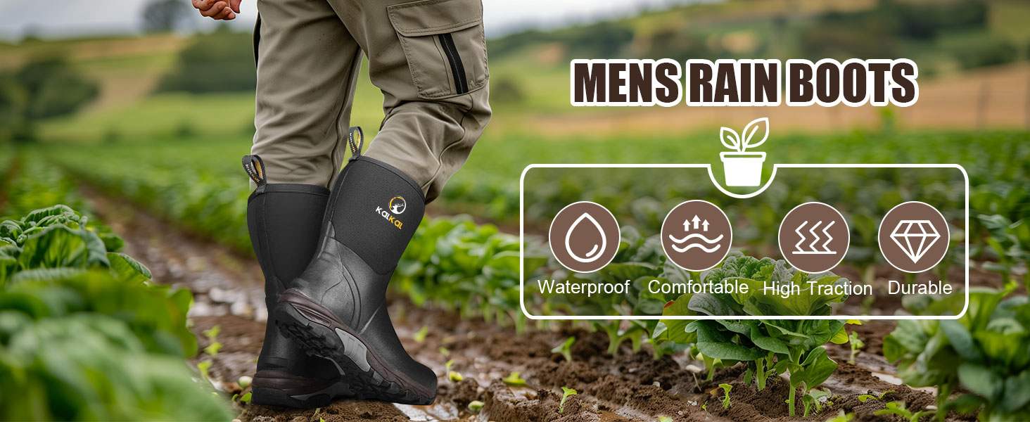 Calf High Farming Rubber Boots Waterproof EVA Midsole Kalkal