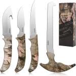 Fixed Blade Hunting Knife Set - Gut Hook Skinning Knife, Hunting Dagger, Caping & Boning Saw