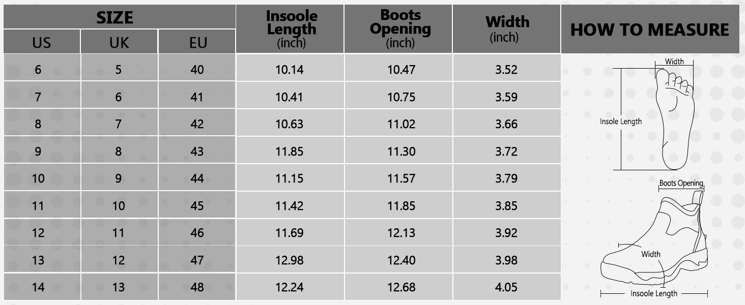 Kalk066 Mens Rain Boots Size Chart