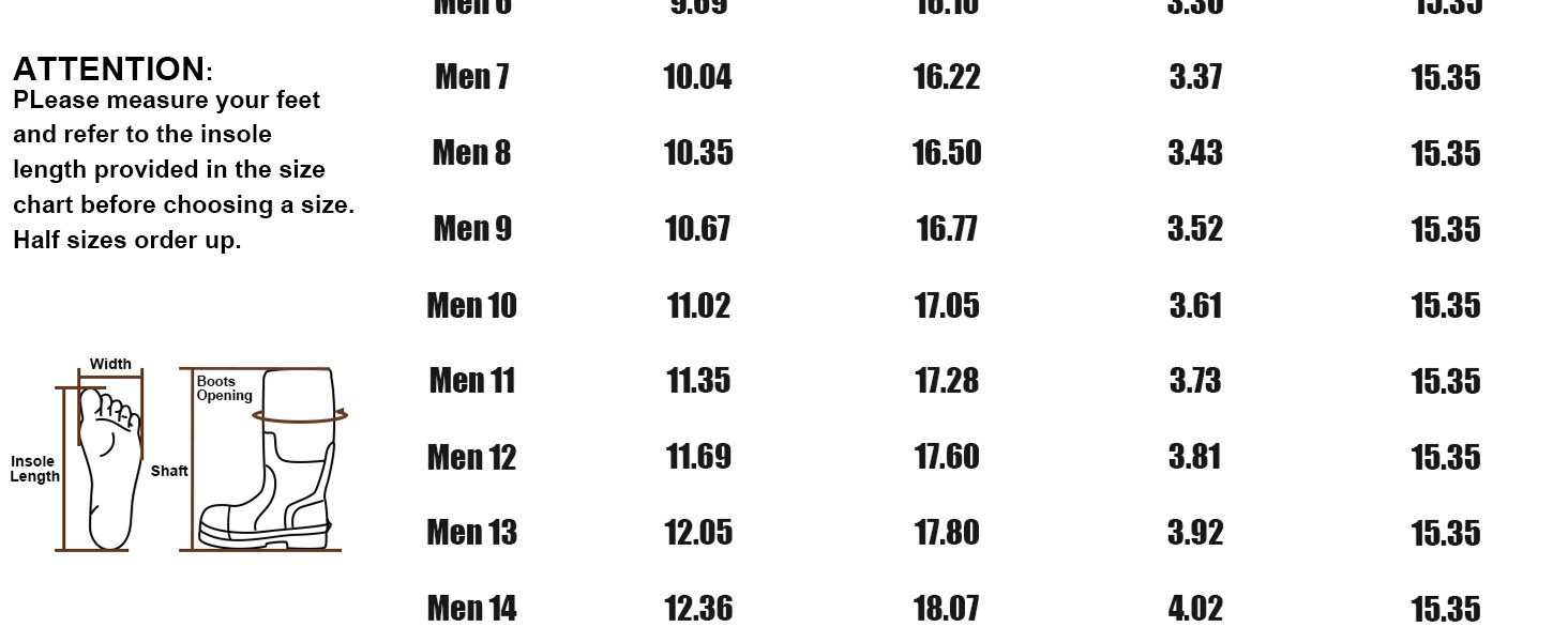 steel toe boots size chart-KK070