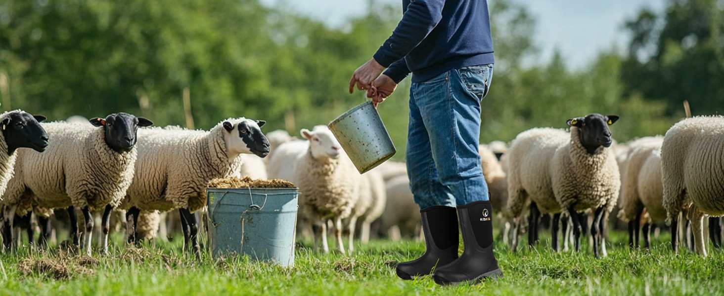 calf high rubber boots