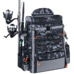 44L Fishing Backpack With Rod Holders, Waterproof Tackle Backpack For Fishing Gear, Camping, Hiking