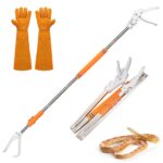 69'' Extra Long Snake Grabber Tool, Professional Collapsible Snake Tong With Bite Proof Gloves